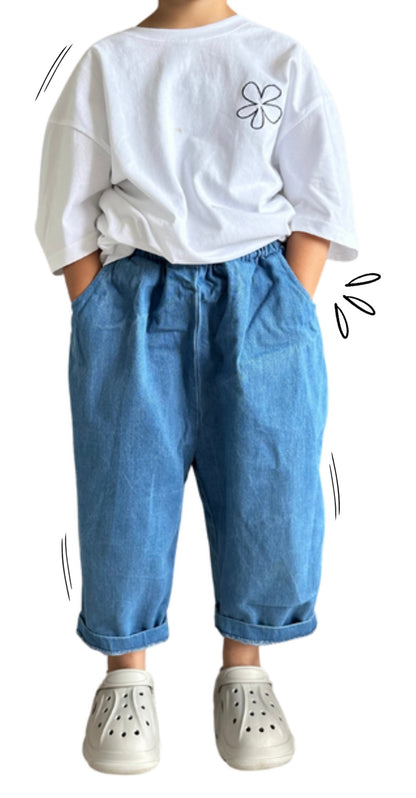 T-shirt oversize "fun kids" - blanc