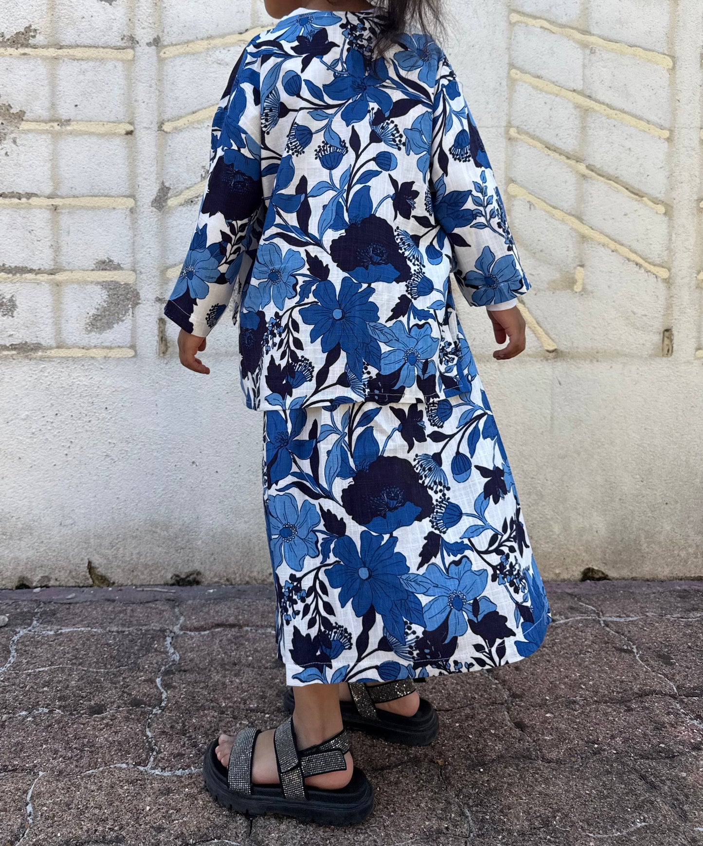 Kimono flowy - fleurie bleu