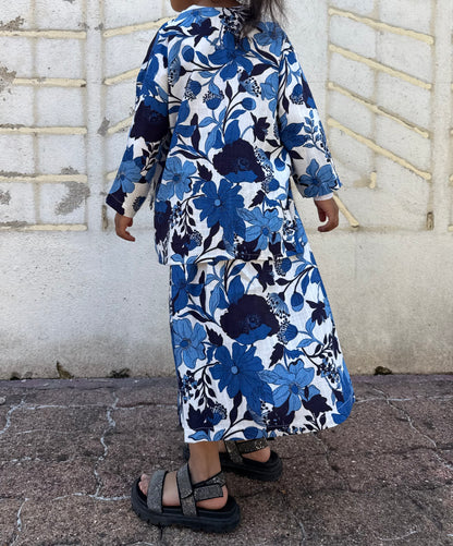 Kimono flowy - fleurie bleu
