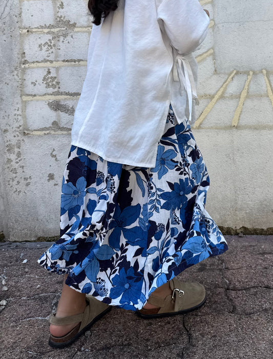 Jupe flowy - fleurie bleue